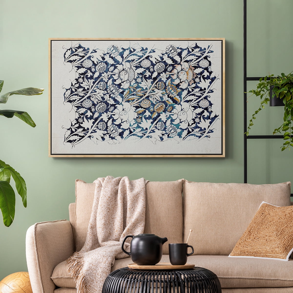 Vintage Abstract Print-XXVII Framed in Natural Wood Wood Gallery Wrapped Canvas 17 in. x 25 in.