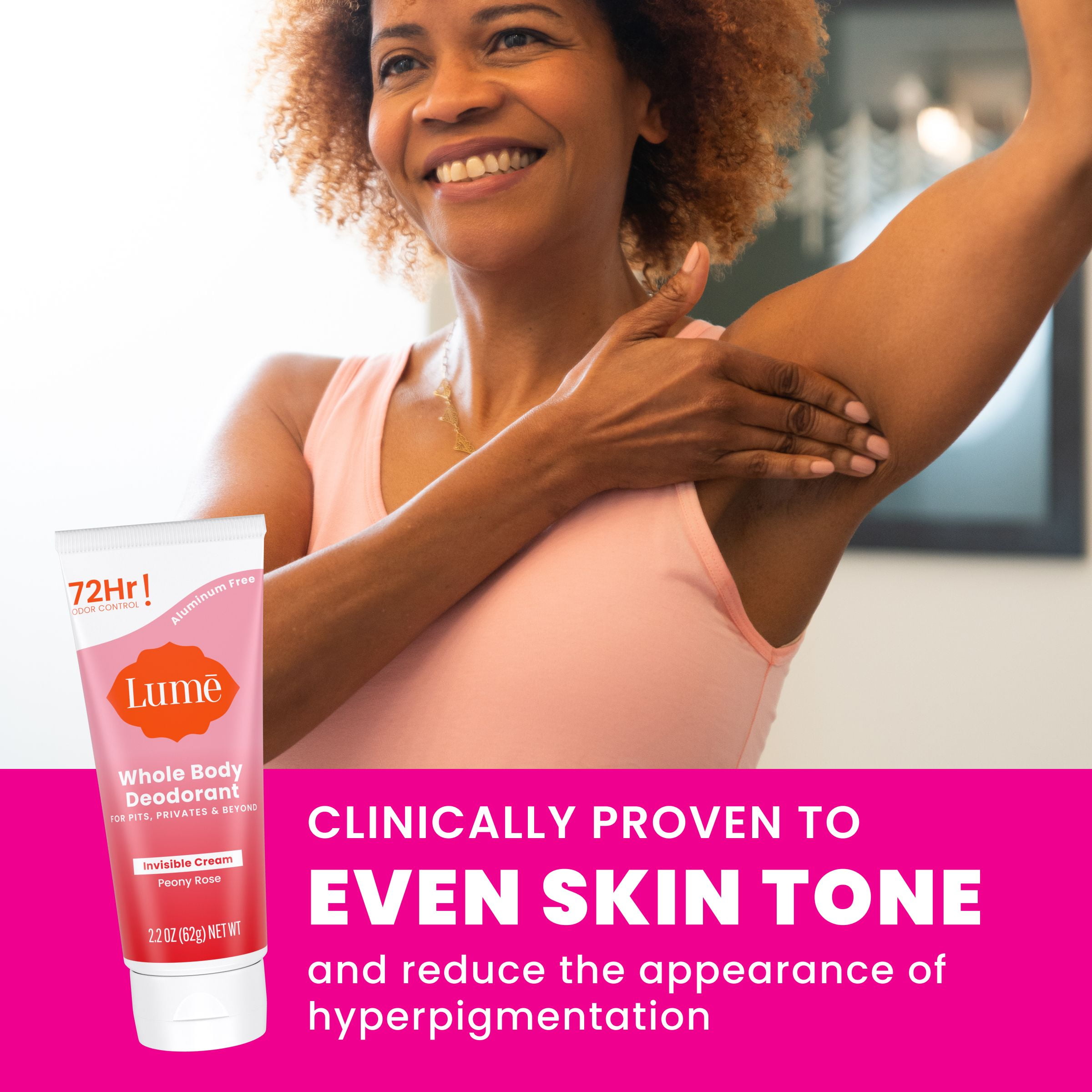 Lume Whole Body Women's Deodorant - Invisible Cream - Aluminum Free - Peony Rose - 2.2oz Tube