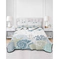 thumbnail image 2 of Quilts Queen Size Bedding Set, Starfish Coastal Reversible Summer Quilt 3 Pieces, Nautical Summer Beach Coral Shell Seaside Lightweight Bedspreads Coverlets with 2 Pillow Shams for All Seasons, 2 of 5
