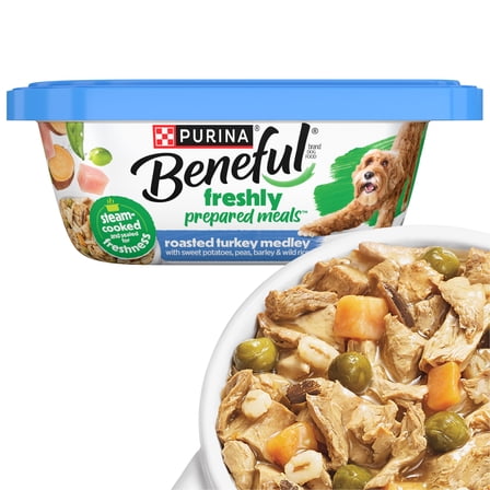 Purina Beneful Dog Food Freshly Prepared Meals Wet Dog Food with Turkey, Sweet Potatoes, and Wild Rice, 10 oz, 8 Pack