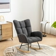 thumbnail image 5 of Modern Rocking Chair, Soft Teddy Velvet Fabric Rocking Chair for Nursery, Comfy Wingback Glider Rocker with Solid Wood Base for Living Room, Bedroom Balcony, 5 of 8