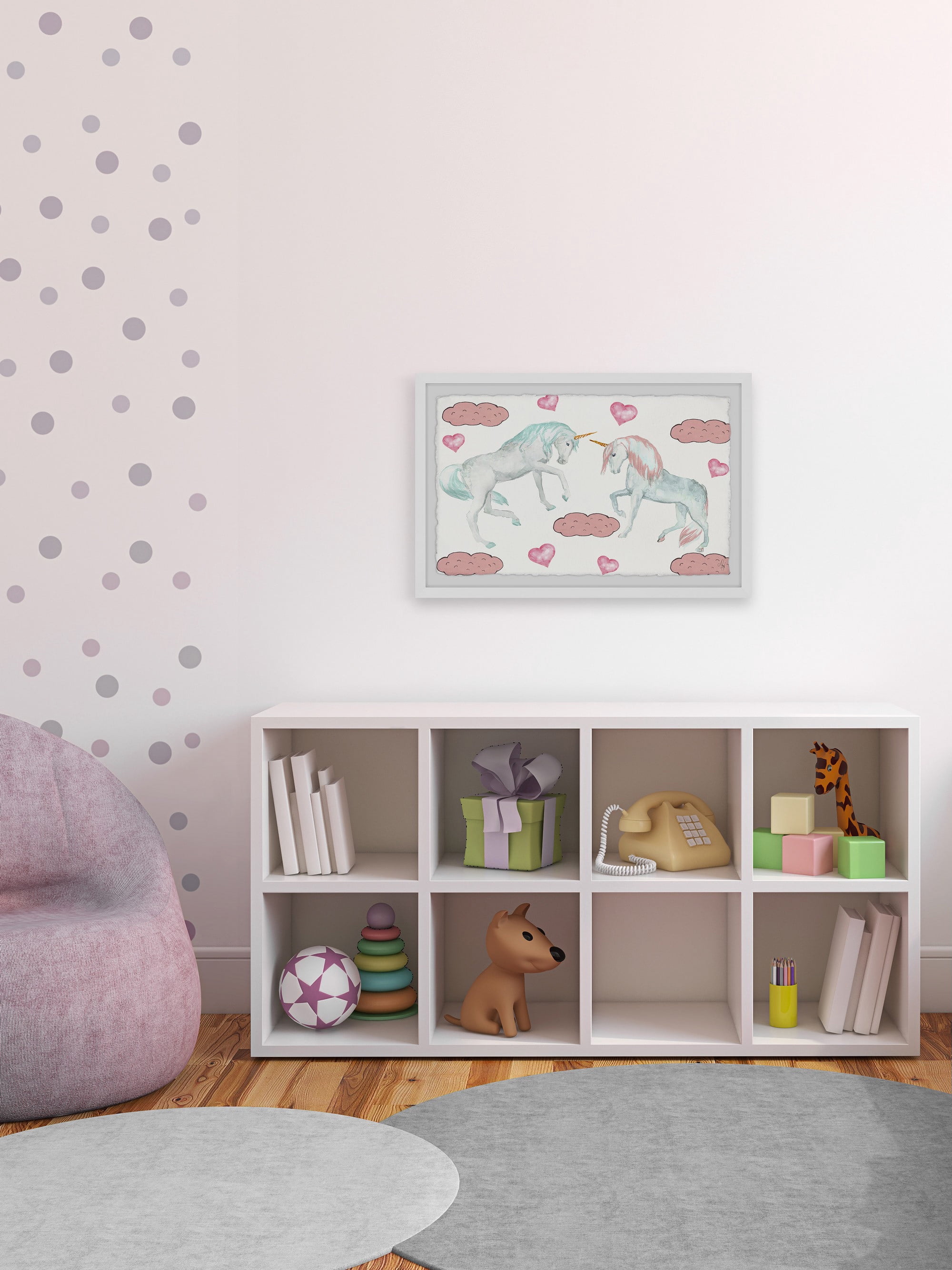 Marmont Hill Cute Unicorns Framed Wall Art