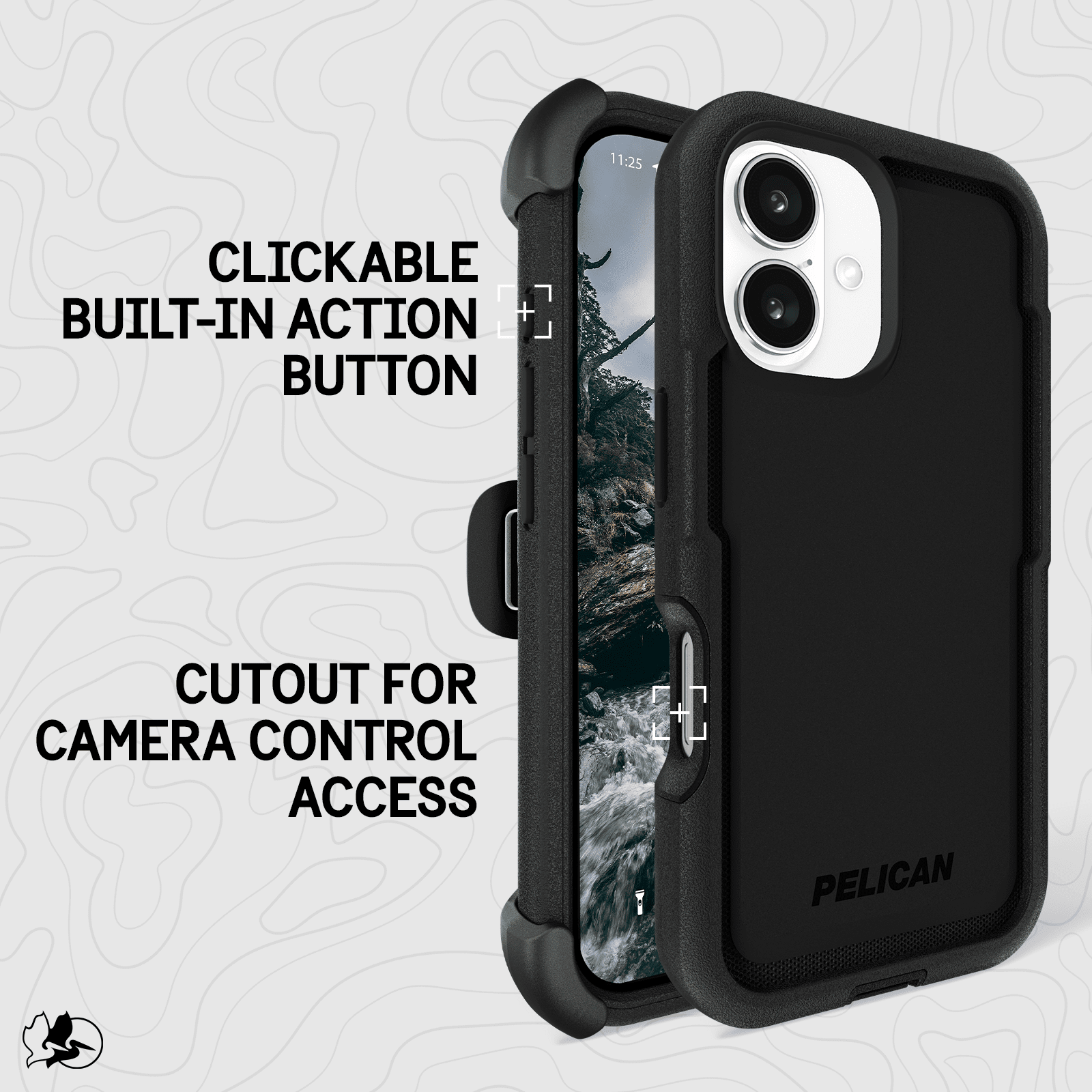 Pelican Voyager Apple iPhone 16 MagSafe Compatible Case and Holster - Black