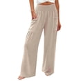 thumbnail image 7 of RUTAYY Women's Pants High Waist with Pocket Solid Color Casual Everyday Wear Breathable Loose Fit Chic Travel Trousers, 7 of 7