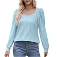 thumbnail image 1 of Timegard Hauts à Illets pour Femmes Col Rond Manches Longues Bouffantes Transparents T-Shirts Habillés Décontractés Amples, 1 of 5