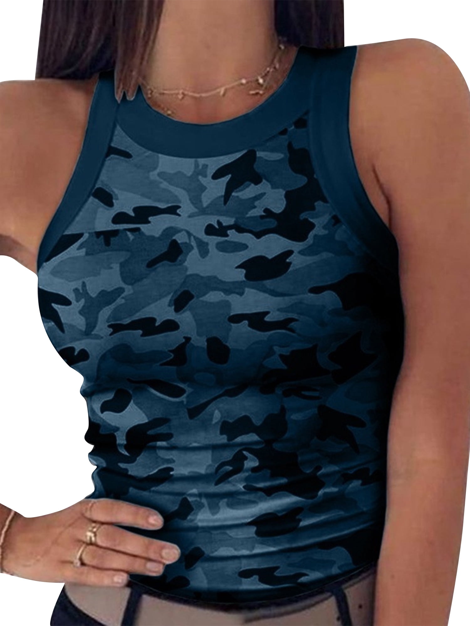 Zcavy Cute Camo Tank Flowy Athletic Shirts Running Muscle Shirts Workout Gym Clothes Racerback Camo Tank Tops for Women 