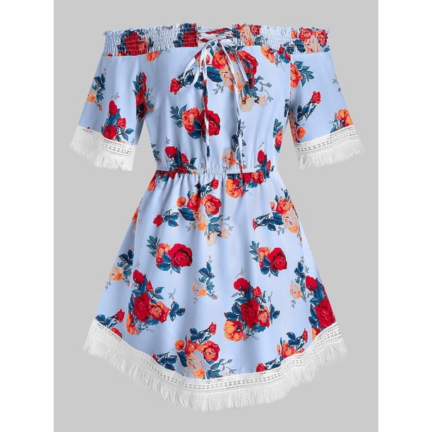 Más el tamaño de la túnica del hombro Ditsy impresión de la blusa Rosegal Tankinis