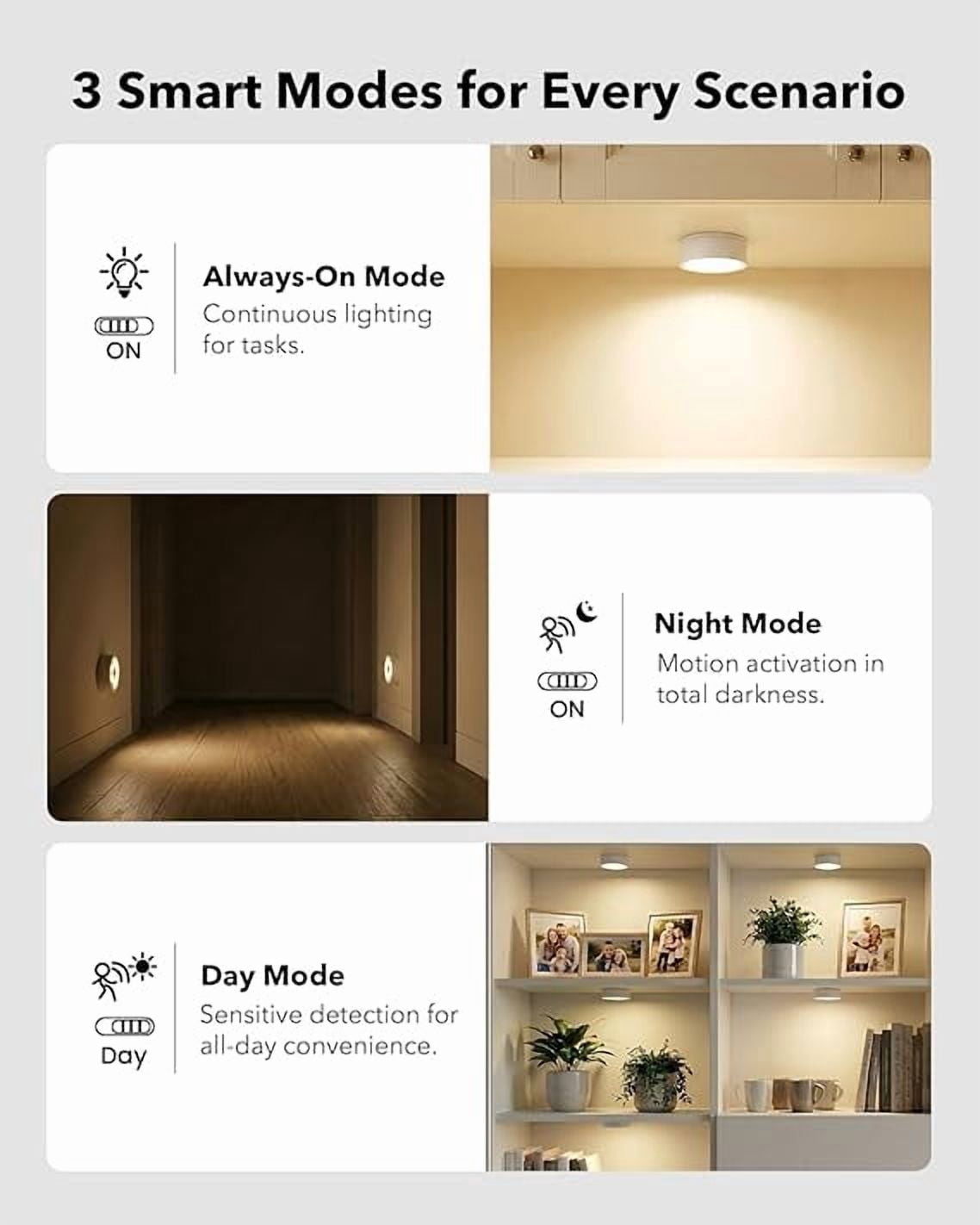 2400mAh Rechargeable Puck Lights with Remote 4 Pack, Radar Motion Sensor Under Cabinet Lighting, 13 RGB & 3 Color Dimmable Stick On Closet Lights with Timer, Magnetic Under Counter Light for Kitchen