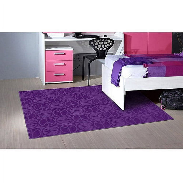 Garland Large Peace 7 x 9 Purple Indoor Solid Kids Area Rug Garland Large Peace 7 x 9 Purple Indoor Solid Kids Area Rug