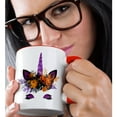 thumbnail image 2 of 3drose, Pretty Glam Fall Image of Glitter Unicorn Face Illustration, 11oz Two-tone Red Mug, 2 of 6