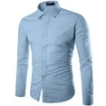 thumbnail image 4 of Huresd Men's Long Sleeve Button Up Shirts Solid Slim Fit Casual Business Formal Dress Shirt Light blue XL, 4 of 4