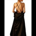 thumbnail image 3 of Camisón Extra de Satén con Cuello en V y Larga para Mujer, de Spa, de Baño Negro M, 3 of 8