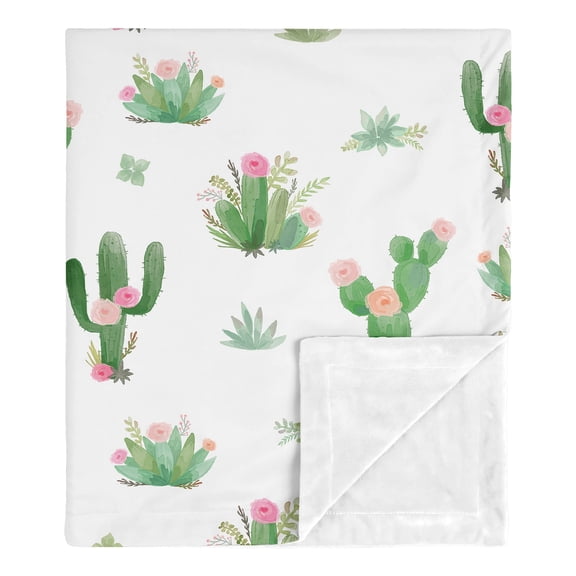 Sweet Jojo Designs Cactus Floral Pink Green and Grey Baby Security Blanket