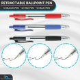 thumbnail image 4 of Xianlin Stylo à Bille Rétractable, Pointe Moyenne, 1.0mm, 12 Noir, 12 Bleu & 12 Rouge, Lot de 36, 4 of 4