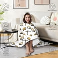 thumbnail image 4 of Wearable Blanket,Cartoon Construction Vehicles Cranes White Pattern Hooded Wearable Sherpa Blanket for Adults & Teens,Winter Poncho Shawl Wrap Cape Thick Warm,60"x80", 4 of 5