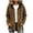 Brown, variant on Jackets for Women Hooded Button Front Jacket with Chest Pockets Oversized Corduroy Shackets Khaki M