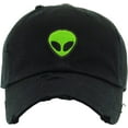 thumbnail image 2 of Alien Black Vintage Distressed Dad Hat Adjustable Baseball Cap NASA Galaxy Spaceship UFO Face ET E.T. Saucer, 2 of 4