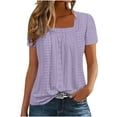 thumbnail image 2 of GaThRRgYP Oversized Short Sleeve Blouse - Summer Comfort Top,Ladies' Loose Casual Solid Color Collar Button Long Sleeved Shirt Purple S, 2 of 6