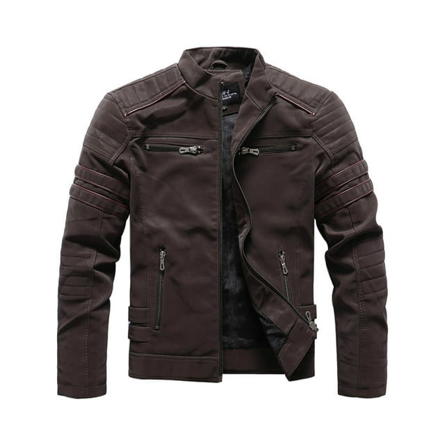 Birdeem Leather Jackets for Men Motorcyclemens Dashion Motorcycle Solid Color Zipper Pocket Leather Long Sleeved Hooded Jacketleather Jacket Men Motorcycle