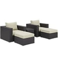 thumbnail image 3 of Modway Convene 5-Piece Aluminum and Rattan Patio Sectional Set in Espresso/Beige, 3 of 7