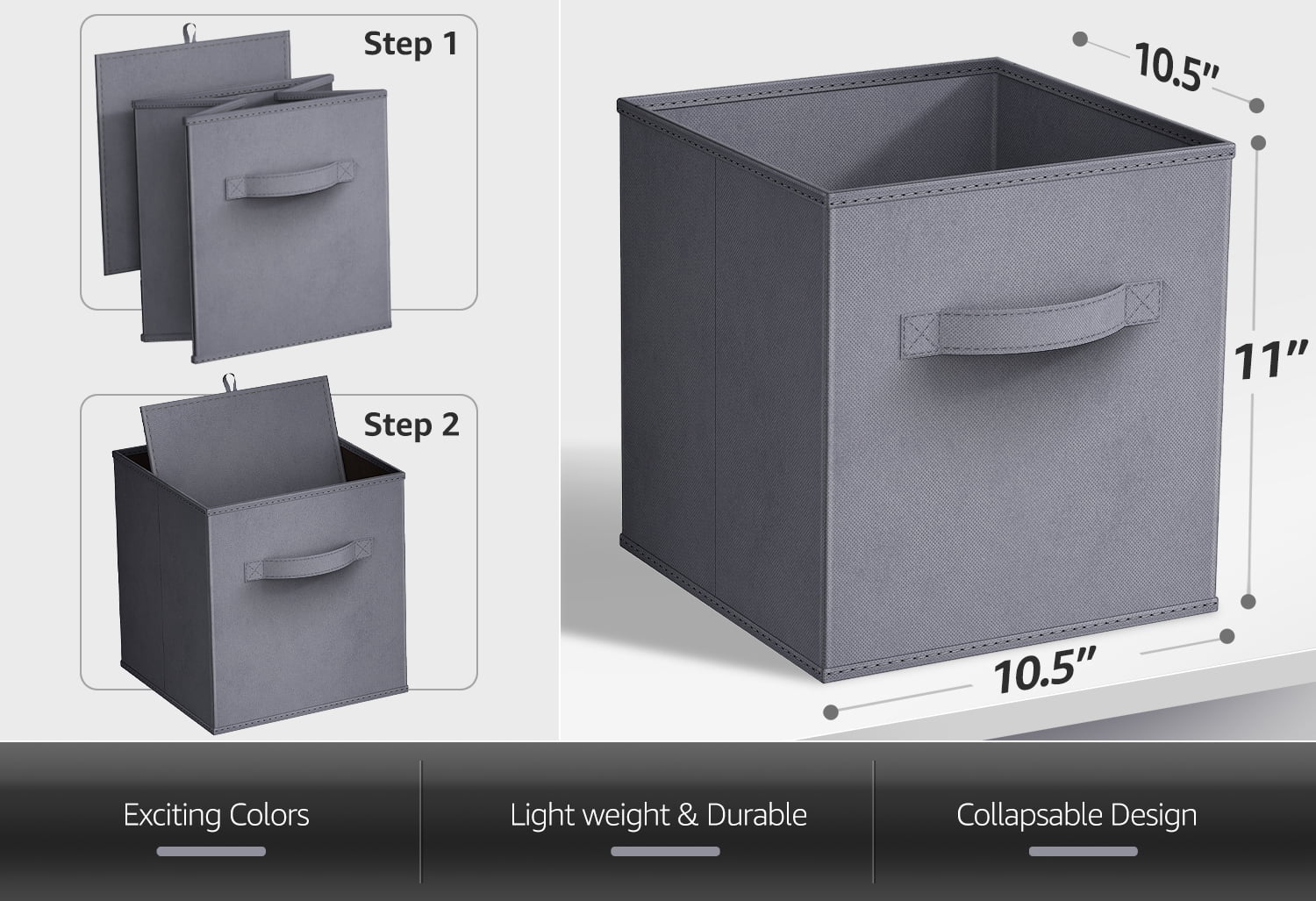 Sorbus Fabric Storage Bins 11" Foldable Cubes with Handles for Pantry, Cubbies, Toy and Closet - 8 pack
