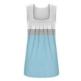thumbnail image 4 of ALLLIST Womens Spring Tops Blue Pleated Sleeveless Geometric Square Neckline Tank Tops Women's Tank Tops XL, 4 of 5