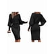 thumbnail image 2 of Suéter de Larga con Cuello Alto y Farol para Mujer, Estilo Formal, Ajustado, Ajustado, Estilo Lápiz, Midi, para Vestir Negro XL, 2 of 7