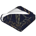 thumbnail image 2 of Cauagu Copper-Gold Gloss Outline Flower Pattern Flannel Bed Blankets,Fleece Blanket Comfortable Air Conditioning Blanket for Sofa Bed Travel Couch & Living Room -80"x60", 2 of 8