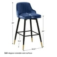 thumbnail image 7 of Swivel Bar Stool with Low Back Set of 2, 29 Inch Counter Bar Height Stool Velvet Upholstered Armless Heavy Duty Bar Chair for Kitchen Island Dining Room, Blue, 7 of 7