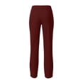 thumbnail image 5 of Women's Soft Fabric Yoga Pants with Pockets, Elastic Waist High Stretch Casual Fit, Solid Color Pants for Women, Workout Lounge Sports, Athletic Trousers | VerBelle,Wine M, 5 of 9
