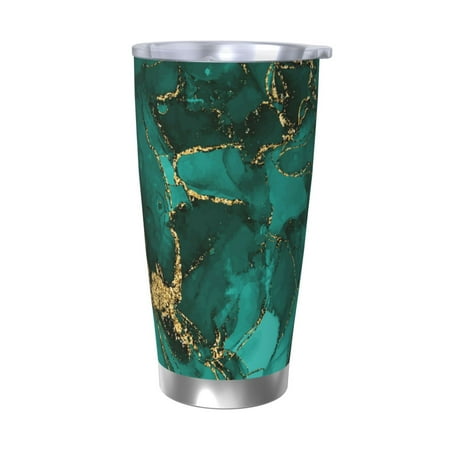 

Gukieu Green Gold Glitter Print 20OZ Car Cup Vacuum Stainless Steel Leak-proof Thermos Cup Unisex Suitable for Home Outdoor and Sports-Without Straw