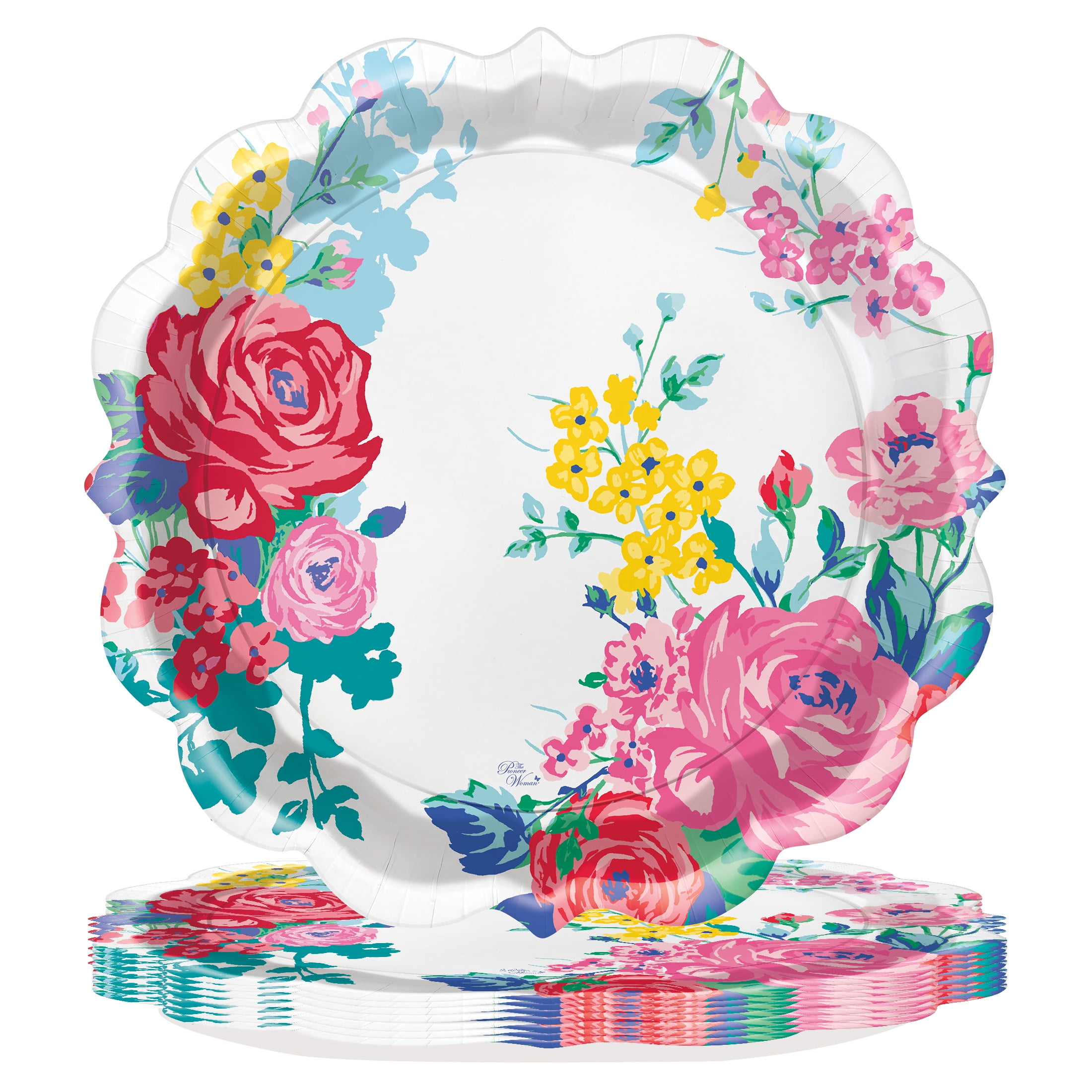 (2 pack) The Pioneer Woman Blue Cape Paper Dinner Plates, 11.5in, 8ct