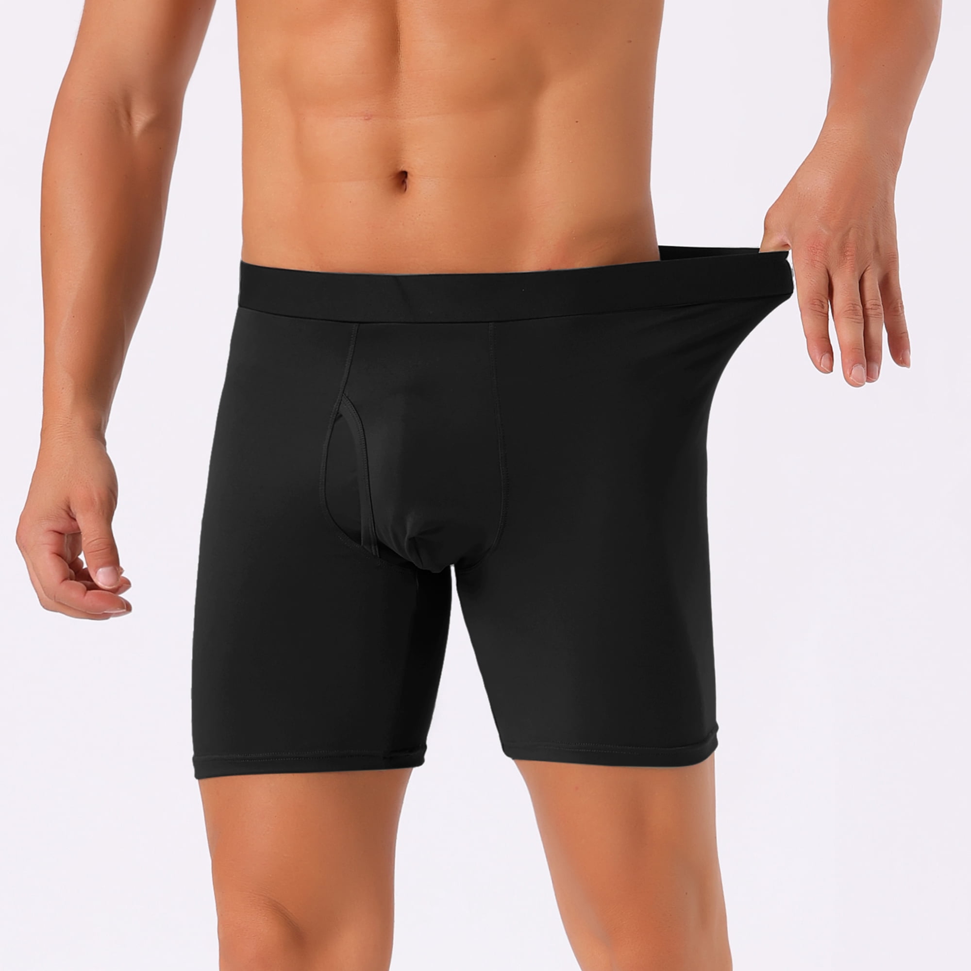 DARING DIVA Men's Lightweight Solid Color Soft Stretch Open-fly Boxer Briefs 28 Black
