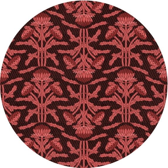 Ahgly Company Machine Washable Indoor Round Transitional Lava Red Area Rugs, 4' Round