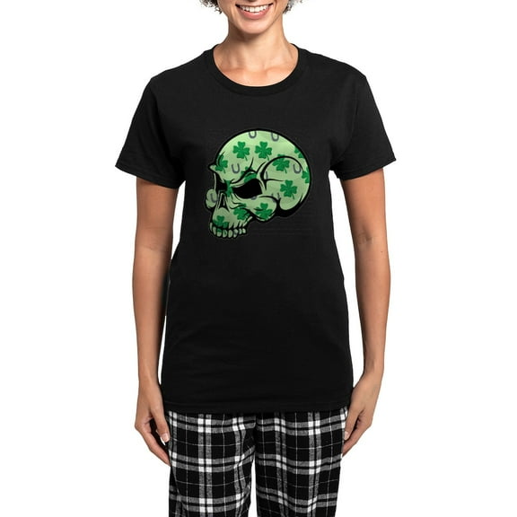 CafePress - Irish Lucky Skull Women's Dark Pajamas - Women's Short Sleeve Print T-Shirt and Pants Dark Cotton Pajama Set