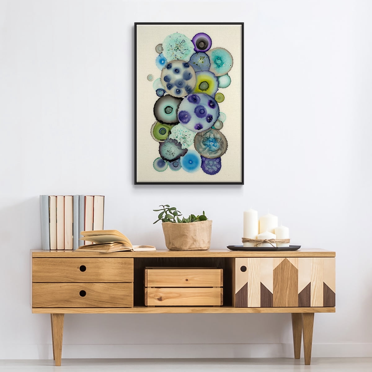 Geodes II Framed Premium Gallery Wrapped Canvas - Ready to Hang - 25 x 37 - Black Floating Frame