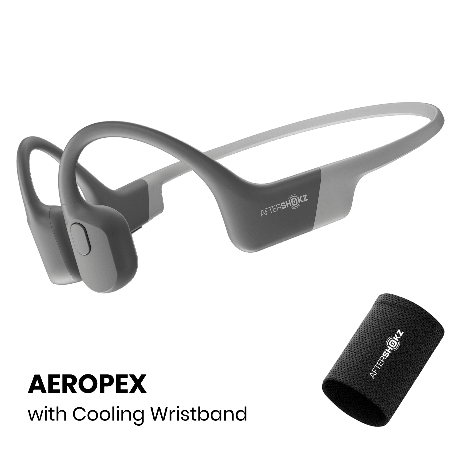 AfterShokz Aeropex - Open Ear Bluetooth Bone Conduction Sport Headphones  with Cooling Wristband-Cosmic Black