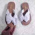 thumbnail image 4 of Xdegoge Women's Bow Flip Flops Sandals Flat Thick Sole Summer Beach Shoes Open Toe Slip On Shoes Casual Vacation Daily Walking Footwear, 4 of 9