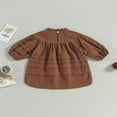 thumbnail image 4 of Toddler A-line Dress Solid Color Short Sleeve Crewneck Party Dress, 4 of 8