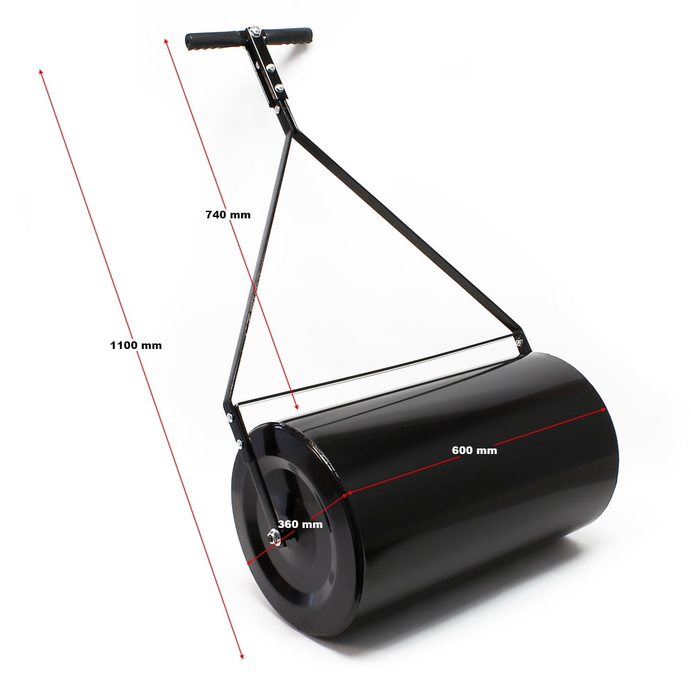 Combination Push/Tow Lawn Roller with Easy-Turn Plug, 14 by 24" 60L/16 GALLON,for Garden, Farm, Park, Black,
