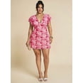 thumbnail image 5 of Plus Size Elegant Floral Mesh Printed Tight Fitted Deep V-Neck Mini Dress, 5 of 10