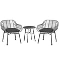 thumbnail image 2 of Outsunny 3 Piece Patio Set, PE Rattan Table and Chairs, Gray, 2 of 9