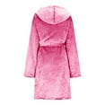 thumbnail image 5 of XUNKUSGA Mid-Length Robes for Women Casual Solid Color Hooded Fleece Robe Lightweight Soft Warm Bathrobe for Women Lightweight Cozy Nightwear for Women with Pockets S-2XL Pink, 5 of 7