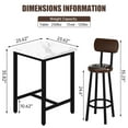 thumbnail image 4 of Baxluxe Marble Dining Table Set for 2, Faux Marble Square Bar Table Set with 2 Leather Bar Stools, Counter Height Kitchen Table and Chairs Set, 3 Pieces Pub Table Set for Breakfast Nook, White, 4 of 8