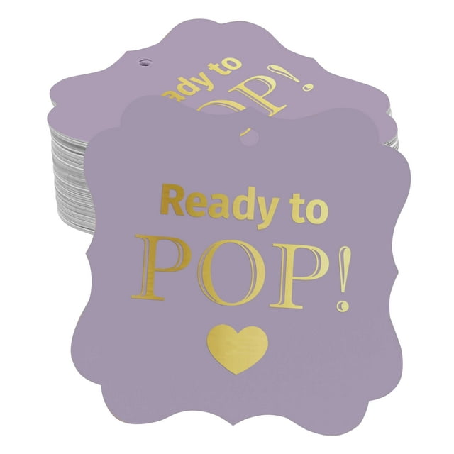 Inkdotpot Lot de 50 Étiquettes en Papier pour Baby Shower, Forme de Support, Feuille d'Or Véritable