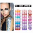 thumbnail image 2 of Chunky Sequin Glitter Eyeshadow Set 7 Colors for Face Body and Party Makeup, 2 of 10