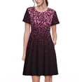 thumbnail image 1 of Fotbe Pink Glitter Sparkles A Vestido Largo de Moda para Mujer, Vestido Tipo Camiseta con Manga Corta y Estilo Casual a Rayas y Bloques de Color, 1 of 6