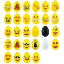 Set of 24 Facial Expressions Eggs   1 Gold, 1 Black, 1 White & 1 Yellow Plastic Easter Eggs