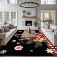 thumbnail image 3 of Black Christmas Area Rugs 5'x7', Washable Small Throw Rugs for Laundry Room Playroom, Ice Cream Snowflakes Pine Needles Check Indoor Outdoor Rug Non-Slip Low Pile Carpet Runner Reversible Floor Mats, 3 of 8