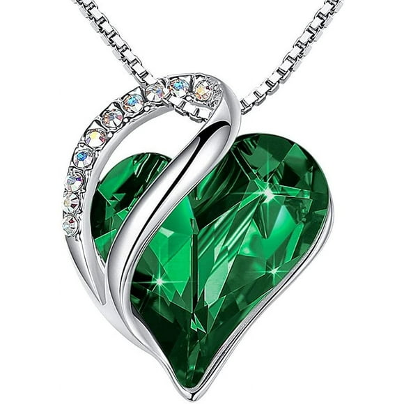 Love heart pendant necklace with birthstone crystals for jewelry gifts for women